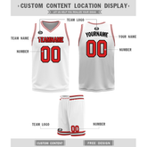 Custom Red White Classic Style Reversible Basketball Uniform Personalized COOLMAX BBJR-D017005
